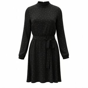 Forest Green Polka Dot Semi Sheer Long Sleeve Dress